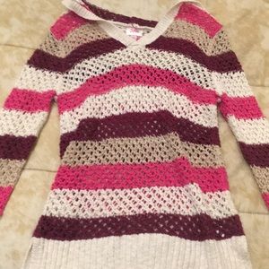 Girls knit hooded sweater from justice- magenta